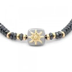Pulsera Q2 Hematites y Eguzkilore Dorado