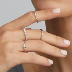 Sortija Eguzkilore Oro Blanco con Diamantes